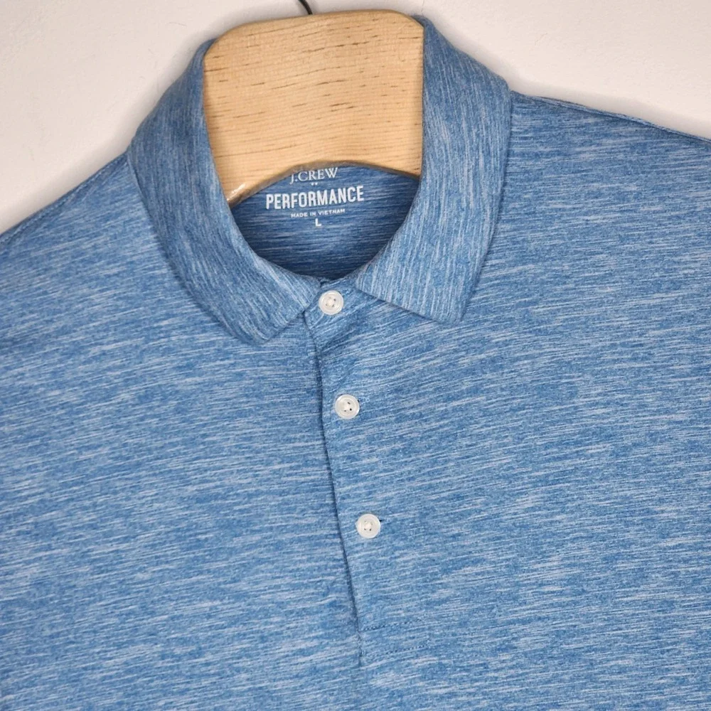 J Crew Performance Polo Shirt Mens Large‎ Blue Lightweight Stretch Golf Casual
